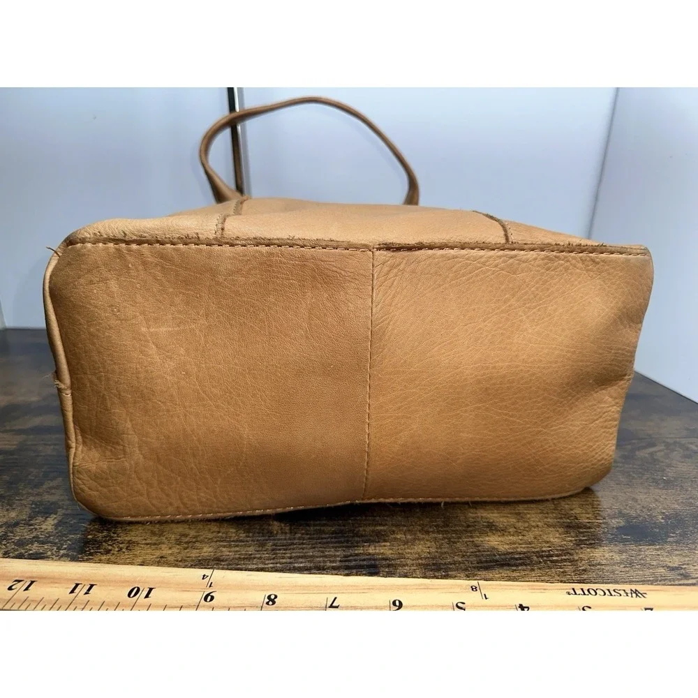 American Leather Co Tan Satchel Shoulder Crossbody Bag Large Genuine Leather